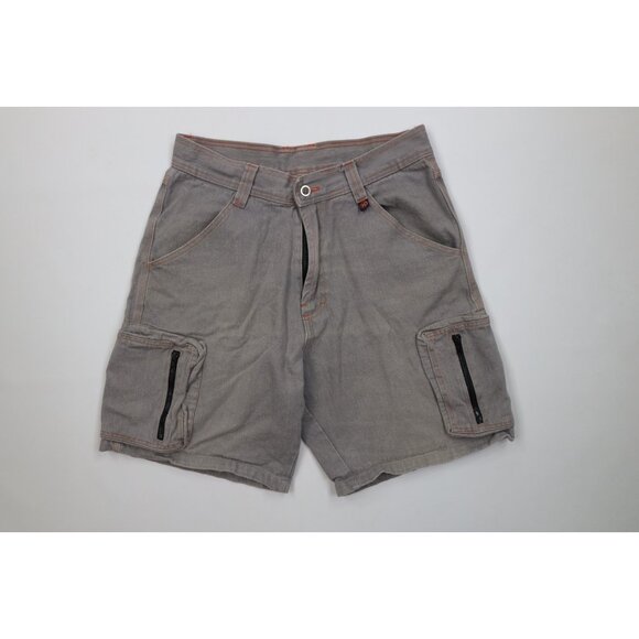 Vintage 90s Y2K Streetwear Mens 34 Distressed Baggy Skateboard Cargo Shorts Gray - Picture 1 of 12